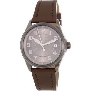 Victorinox 241519 Mens Brown Dial Analog Automatic Watch with Leather Strap