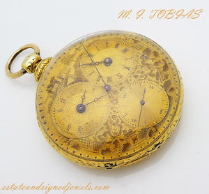 Antique Tobias Liverpool 18K Yellow Gold 18 Jewels Key Wind Pocket Watch D827