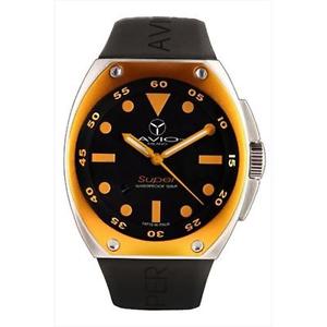 Avio Milano AVI SA AC 1002 Mens Super Tonneau Black Dial Watch Orange