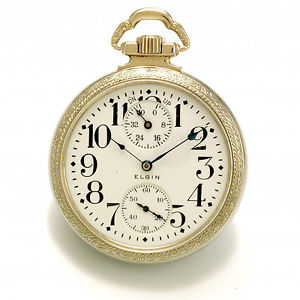 Rare 23 Jewel 16 Size Elgin Veritas Railroad Pocket Watch Up/Down Indicator