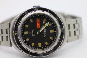 Vintage Zodiac Super SeaWolf 75STM Auto 42mm Mens Watch Steel Bracelet Day/Date
