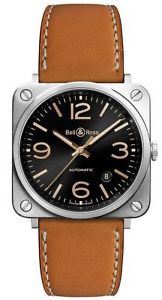 Bell & Ross Aviation 36mm Brown Leather Unisex Watch BRS92-G-HE-ST