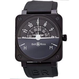 Bell & Ross Aviation BR01 Turn Coordinator Black PVD Auto Men's Watch BR01-92