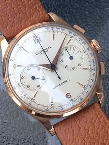 Vintage Universal Geneve Chronograph Watch 18K