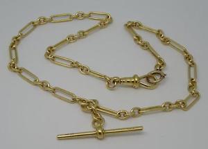 ***Fine Antique English 18ct 18k Solid Gold Albert Watch Chain & T-Bar 25g***