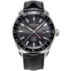 ALPINA MEN'S ALPINER 4 GMT 44MM BLACK STEEL CASE AUTOMATIC WATCH AL-550G5AQ6