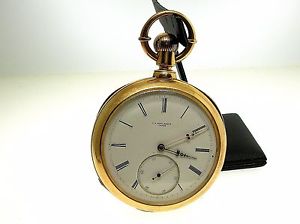19TH C. 18K GOLD RARE L.A. FAVRE BRANDT SUPER QUALITY POCKET WATCH -52.5 MM CASE