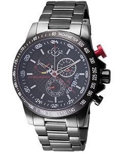 GV2 by Gevril Men's 9900B Scuderia Black IP Stainless Steel Date Wristwatch