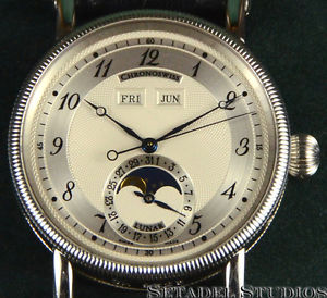 ChronoSwiss Lunar Moonphase Triple Date CH 9323 STEEL Watch w/ Box, Papers