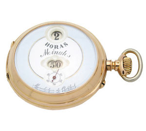 Vintage 18K Yellow Gold Horas Minutes Jump Digital Pocket Watch by Cortebert