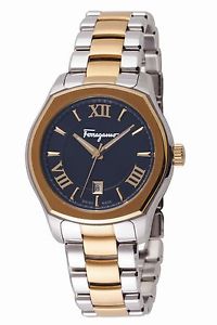 Ferragamo Men's FQ1950015 Lungarno Black Dial Two-Tone Steel Date Wristwatch