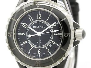 Polished CHANEL J12 Ceramic Leather Quartz Ladies Watch H0680 (BF109188)