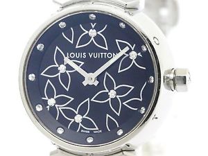 Polished LOUIS VUITTON Tambour Lovely Diamond Quartz Ladies Watch Q121G BF110437