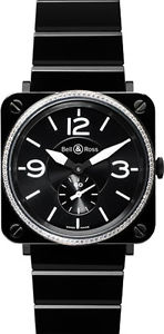 BR-S-BLACK-CERAMIC-DIAMONDS | NEW BELL & ROSS AVIATION BLACK QUARTZ 39MM WATCH