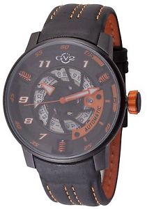GV2 By Gevril Men's 1304 Motorcycle Sport Automatic Black Leather Date Watch