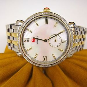 .40 cttw DIAMONDS MICHELE Cracile Two Tone Gold Plater/Stainless Steel Watch