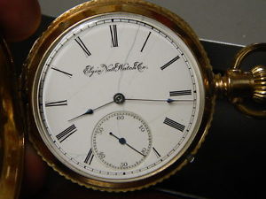 RARE ELGIN NATL ANTIQUE SOLID HEAVY 14K GOLD ELABORATE DESIGNED POCKET WATCH