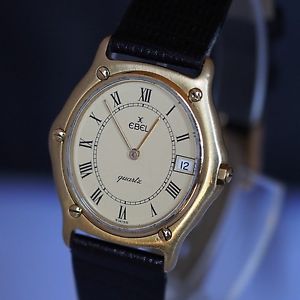 Ebel Solid 18K Gold Calendar Watch. Only 5.4mm thin! 