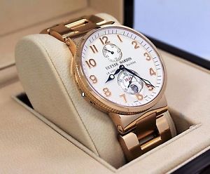 Ulysse Nardin Maxi Marine 266-66 18K Rose Gold Chronometer 41mm Men Watch *MINT
