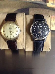 2 Zodiac Vintage Watches Moon phase & Gold HermeticVery Rare! Don't Miss Out!!!!