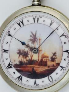 Antique Cyma Watch Co pocket watch for Ottoman/Egypt market. Fancy enamel dial
