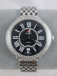 NEW Michele Serein 16 Diamond Black Mother of Pearl Watch MW21B01A1965 Bracelet