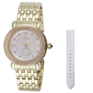 GV2 by Gevril Women's 9891 Marsala Gemstone Diamonds Gold IP Steel Wristwatch