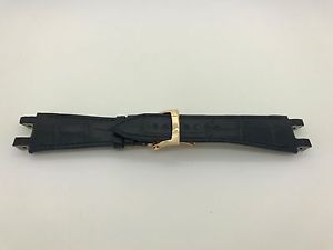 Genuine Ulysse Nardin Blue Alligator Strap With Golden Double Folding Clasp