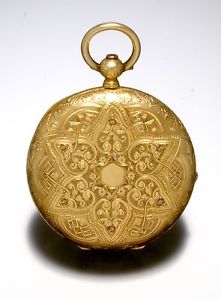 14 Jewel 6 Size 18K Gold Swiss Ladies Pocket Pendant Watch Antique CA1880s