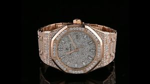 AP Audemars Piguet Royal Oak Rose Gold 30 Carat VS Diamonds Iced Out Face Deal!!