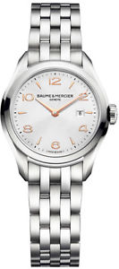NEW BAUME ET MERCIER CLIFTON 10175 SWISS QUARTZ ROSE GOLD SILVER LADIES WATCH