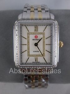 NEW Michele Deco II Two Tone Silver & Gold Diamond Bezel Watch MWW06X000006 NIB
