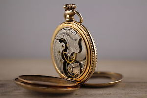 Elgin 1900s Antique Hunter Pocket Watch Yellow Gold Runs Serviced