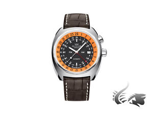 Glycine Airman SST12 Automatic Watch, GMT, Black-Orange, GL 293, 3903.196-LBN7