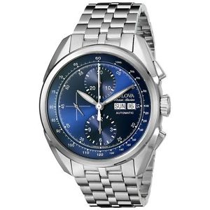 Bulova 63C121 Mens Blue Dial Analog Automatic Watch with Stainless Steel Strap