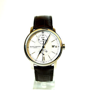 Baume & Mercer Automatic Dual Time Brown Leather Watch