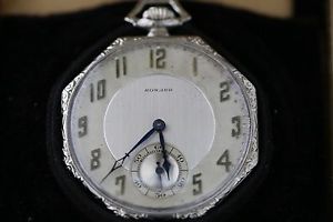 Howard Pocket Watch White Border Butler 14k Gold 1206 w/ Original Box "RARE"