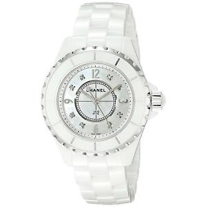 CHANEL WOMEN'S J12 33MM WHITE CERAMIC BAND & CASE QUARTZ MOP DIAL WATCH H2422