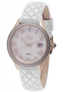 GV2 By Gevril Women's 1801 Asti Diamonds MOP Dial Rose-Gold IP Leather Watch