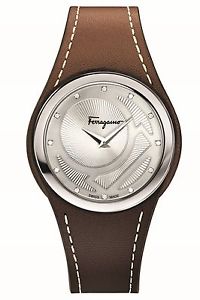 Ferragamo Women's FID030015 GANCINO CHIC Diamonds Brown Leather Wristwatch