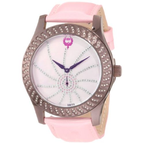 Brillier Women's 03-72327-12 Kalypso Plum-Plated Pink Leather Watch