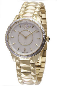 GV2 By Gevril Women's 1702 Carrara Diamonds Yellow Gold IP Stainless Steel Watch