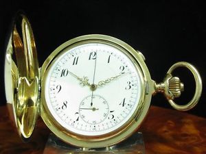 MORITZ KOHN 14kt 585 GOLD SAVONETTE TASCHENUHR CHRONOGRAPH MINUTEN REPETITION