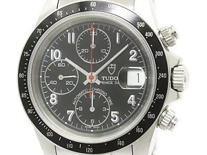 Polished TUDOR Prince Date Chronograph Steel Automatic Mens Watch 79260 BF110182