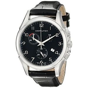 Hamilton Men's H38612733 Jazzmaster Stainless Steel Watch With Black Leather Ban