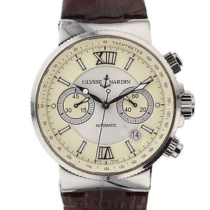 Ulysse Nardin Maxi Marine Chronograph Ivory Dial Steel 353-66-314