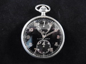 A. LUNSER BERLIN WWII GERMAN CHRONOGRAPH WITH RARE EMBLEM MINT ORIGNAL DIAL!