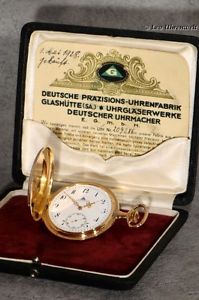 1A QUALITÄT DEUTSCHE PRÄZISIONSUHR ORIGINAL GLASHÜTTE 14Kt GOLD SAVONNETTE