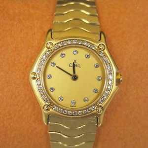 Classic Ladies EBEL Sport wave 866902 Small Size 18k Gold Diamond Bezel Watch