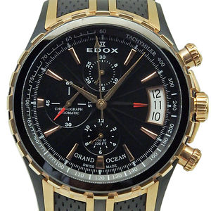 Pre-owned EDOX Grand Ocean 01201-357 RN-NIR Chronograph Automatic Men Watch,AS